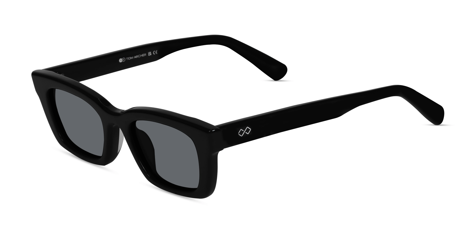 Black Acetate Full Rim Rectangle Sunglasses