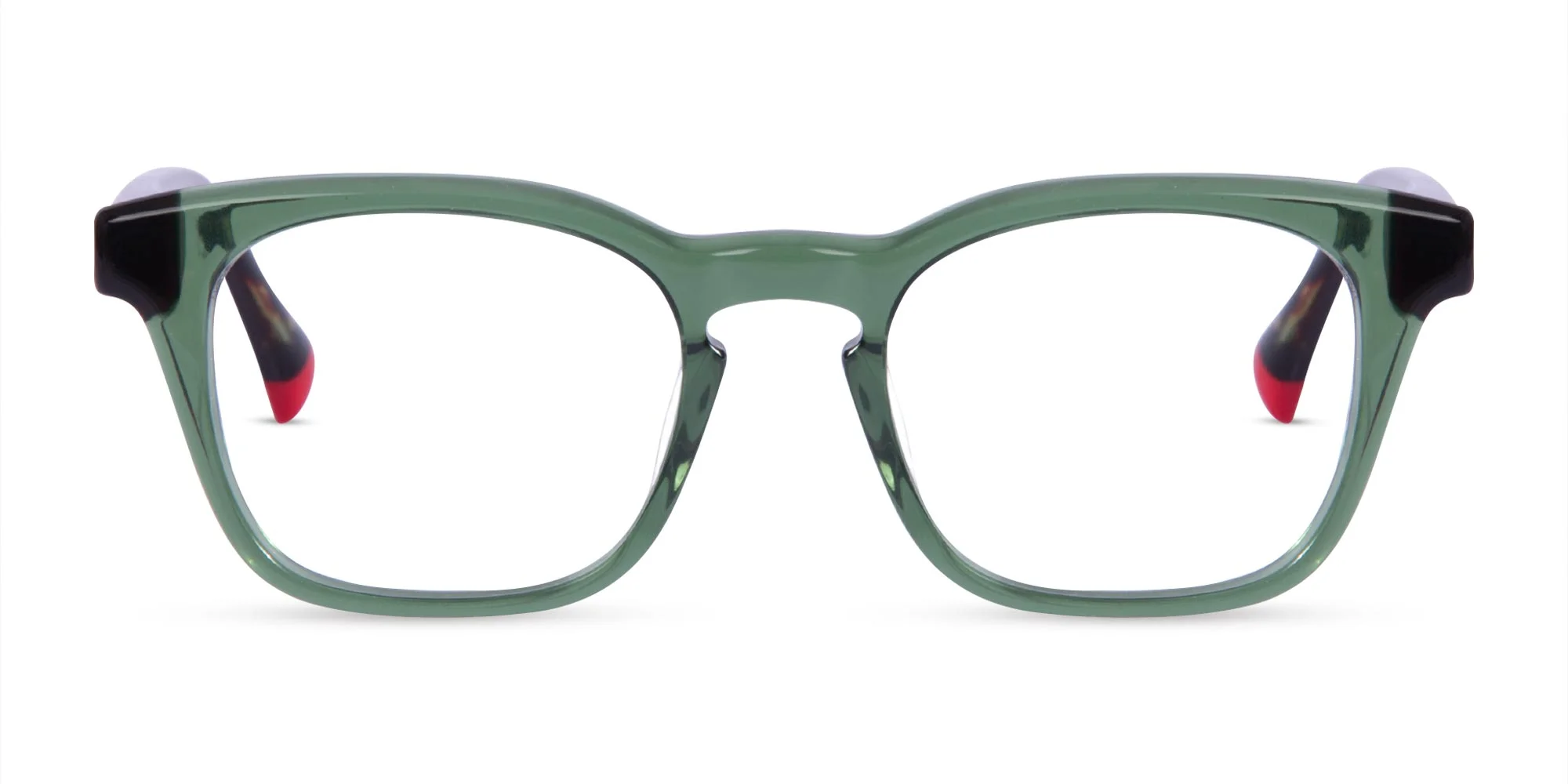 Crystal Olive Green Square Glasses