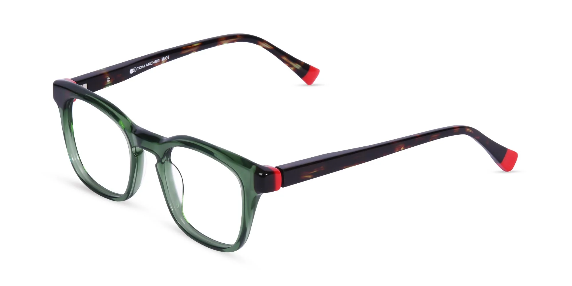 Crystal Olive Green Square Glasses-1