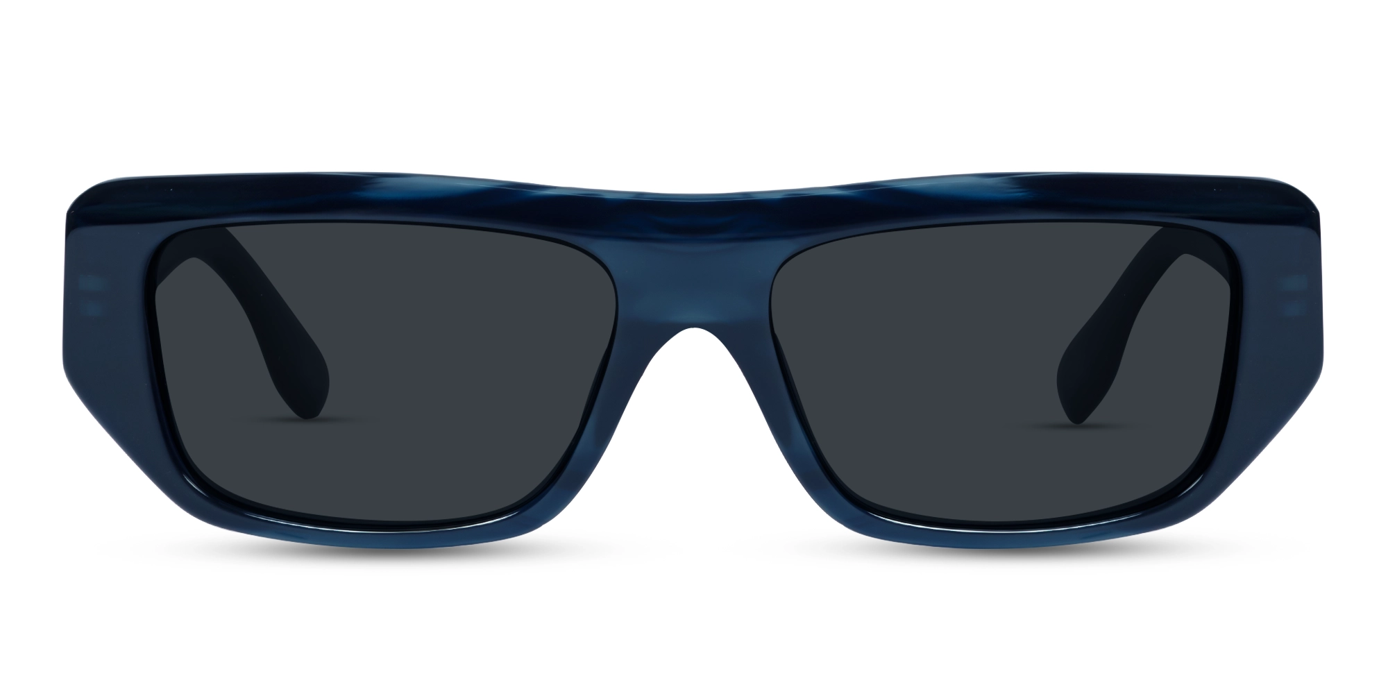Dark Azure Rectangle Flat Top Sunglasses 1