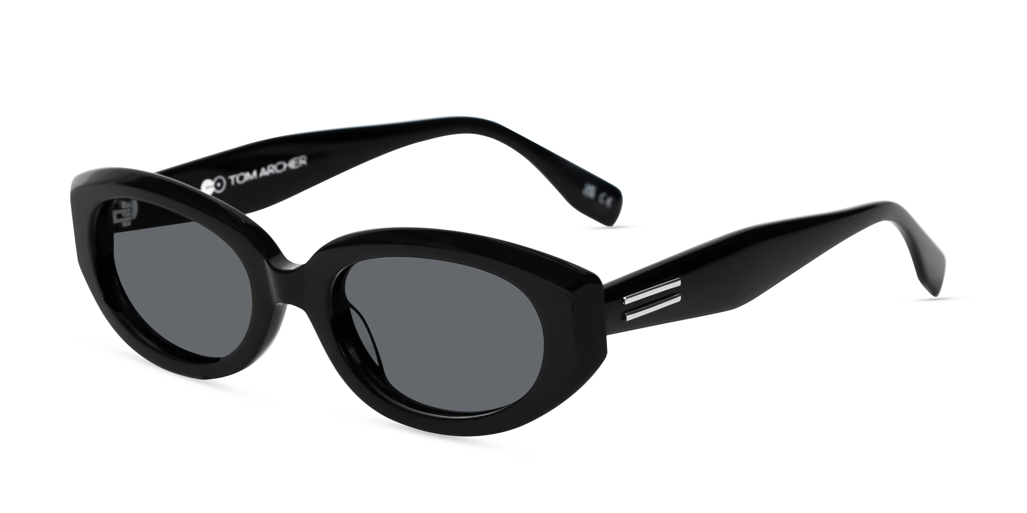 Black Oval Acetate Full Rim Sunglasses