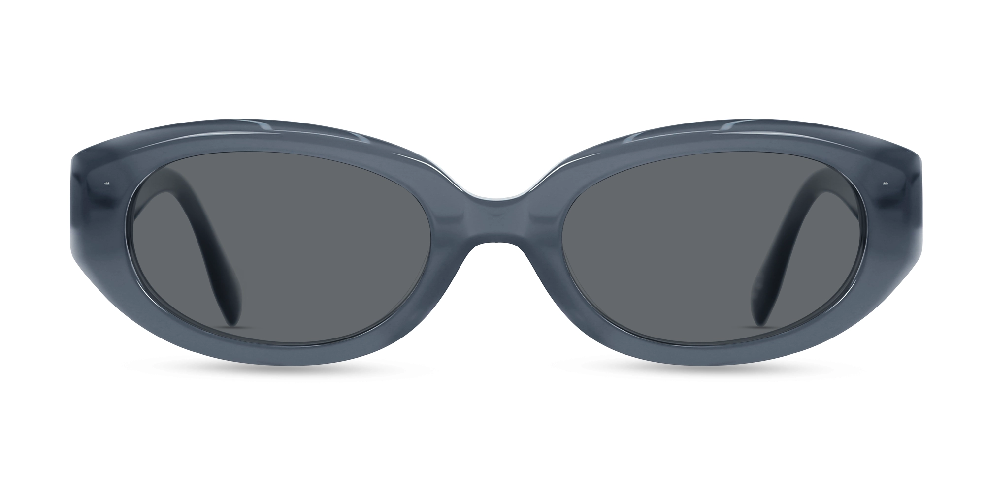 Matte Bluish Grey Oval Acetate Full Rim Sunglasses