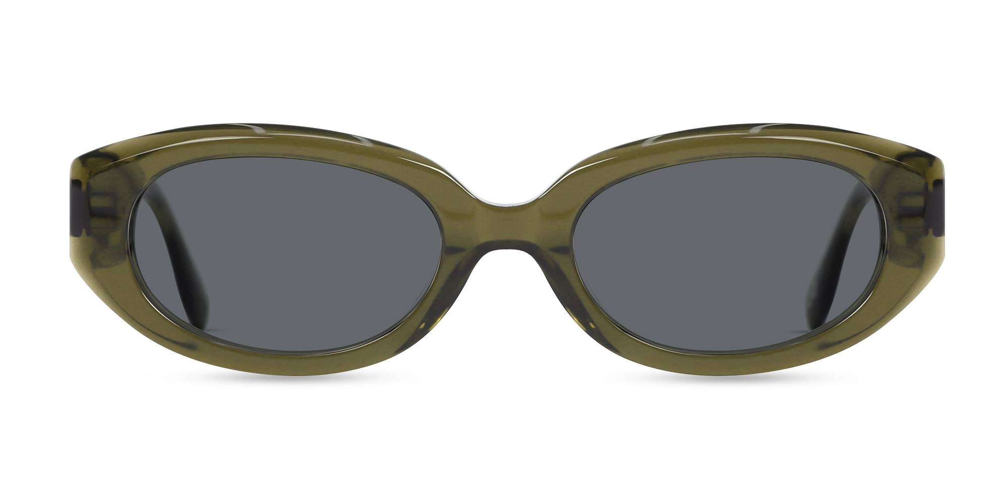 Crystal Khaki Oval Acetate Full Rim Sunglasses