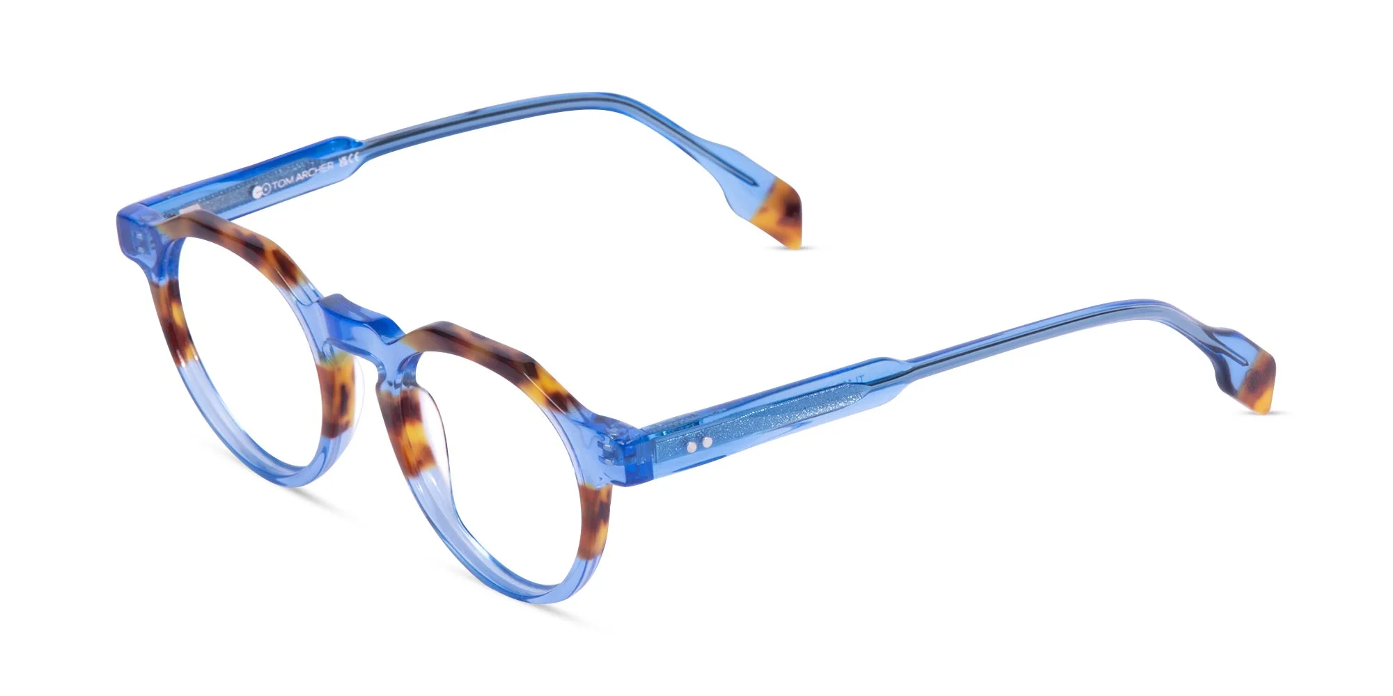 Caramel Tortoise Crystal Blue Glasses-1