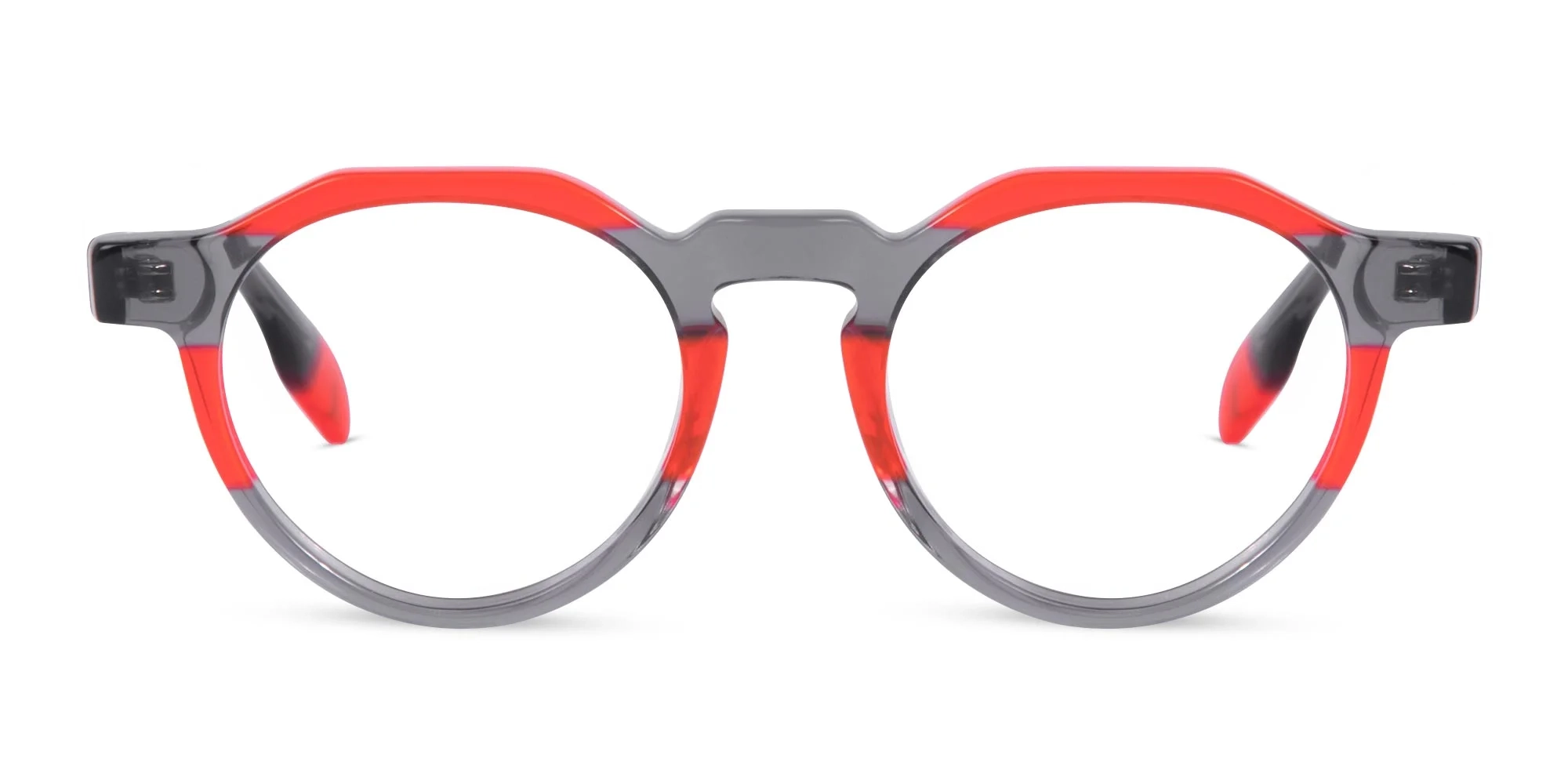 Charcoal Grey & Red Geometric Glasses-1