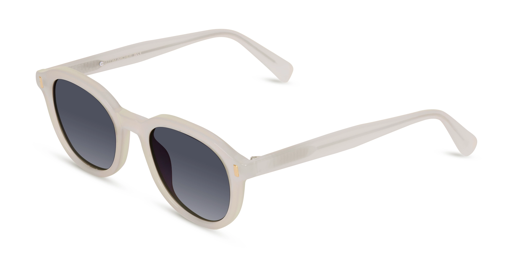 Pearl White Round Sunglasses-1