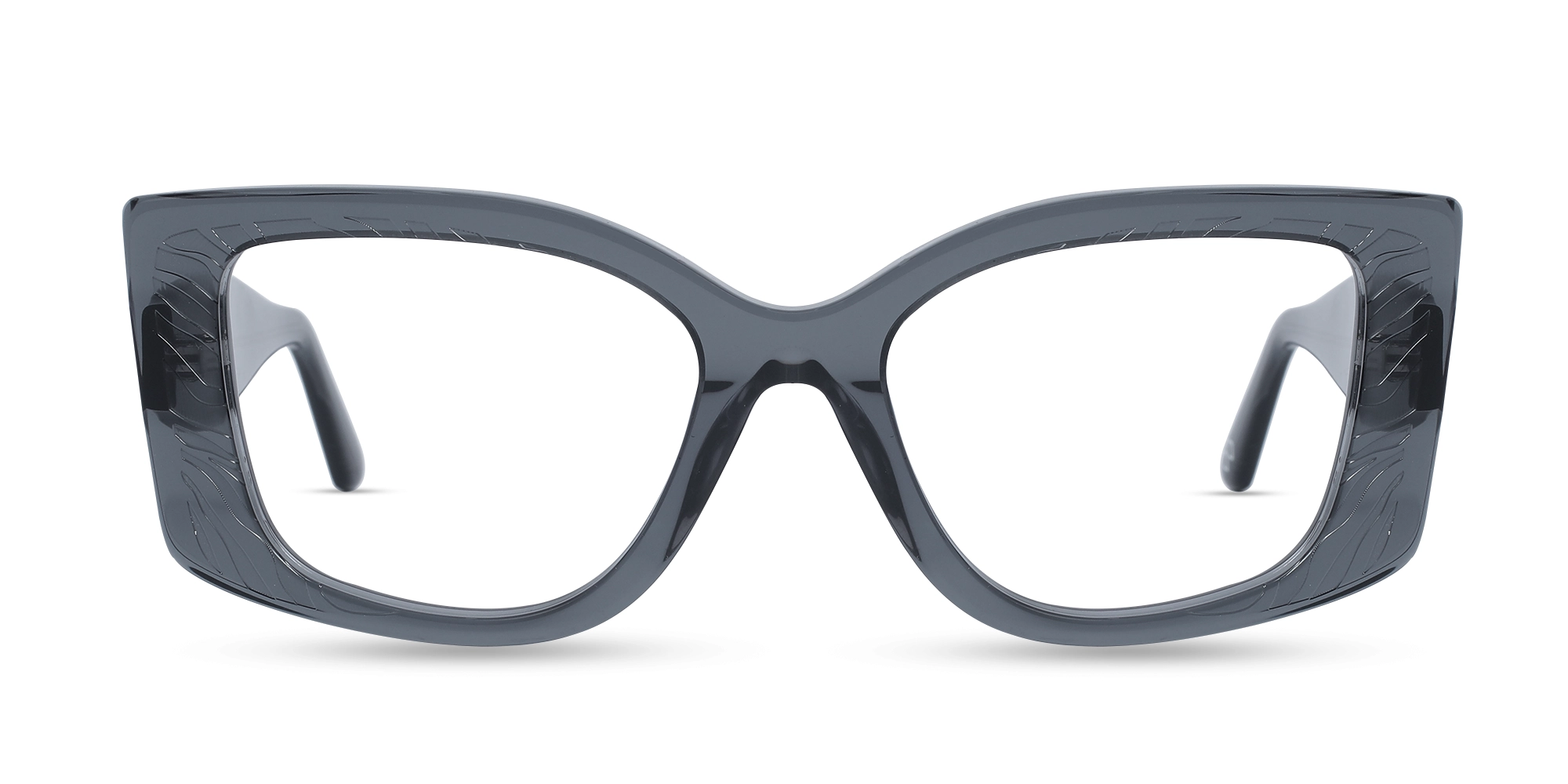 Crystal Charcoal Grey Oversized Eyeglasses