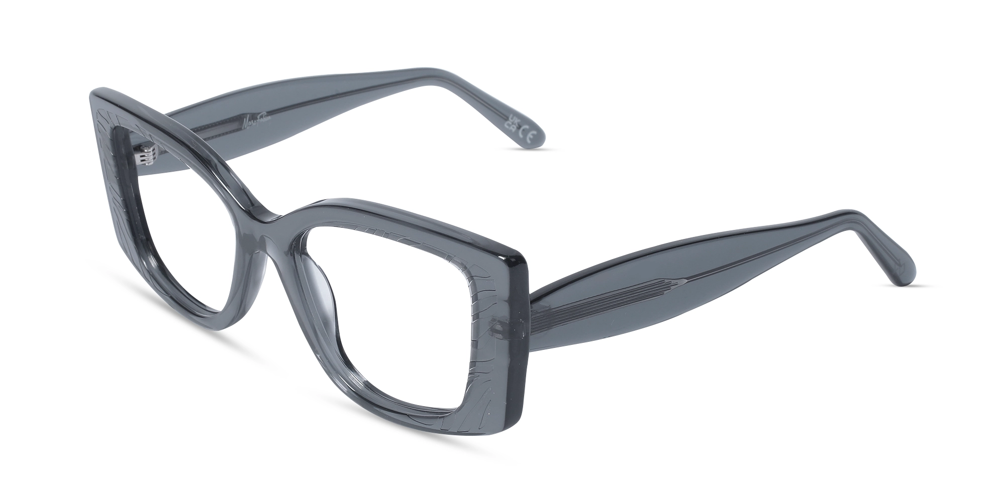 Crystal Charcoal Grey Oversized Eyeglasses