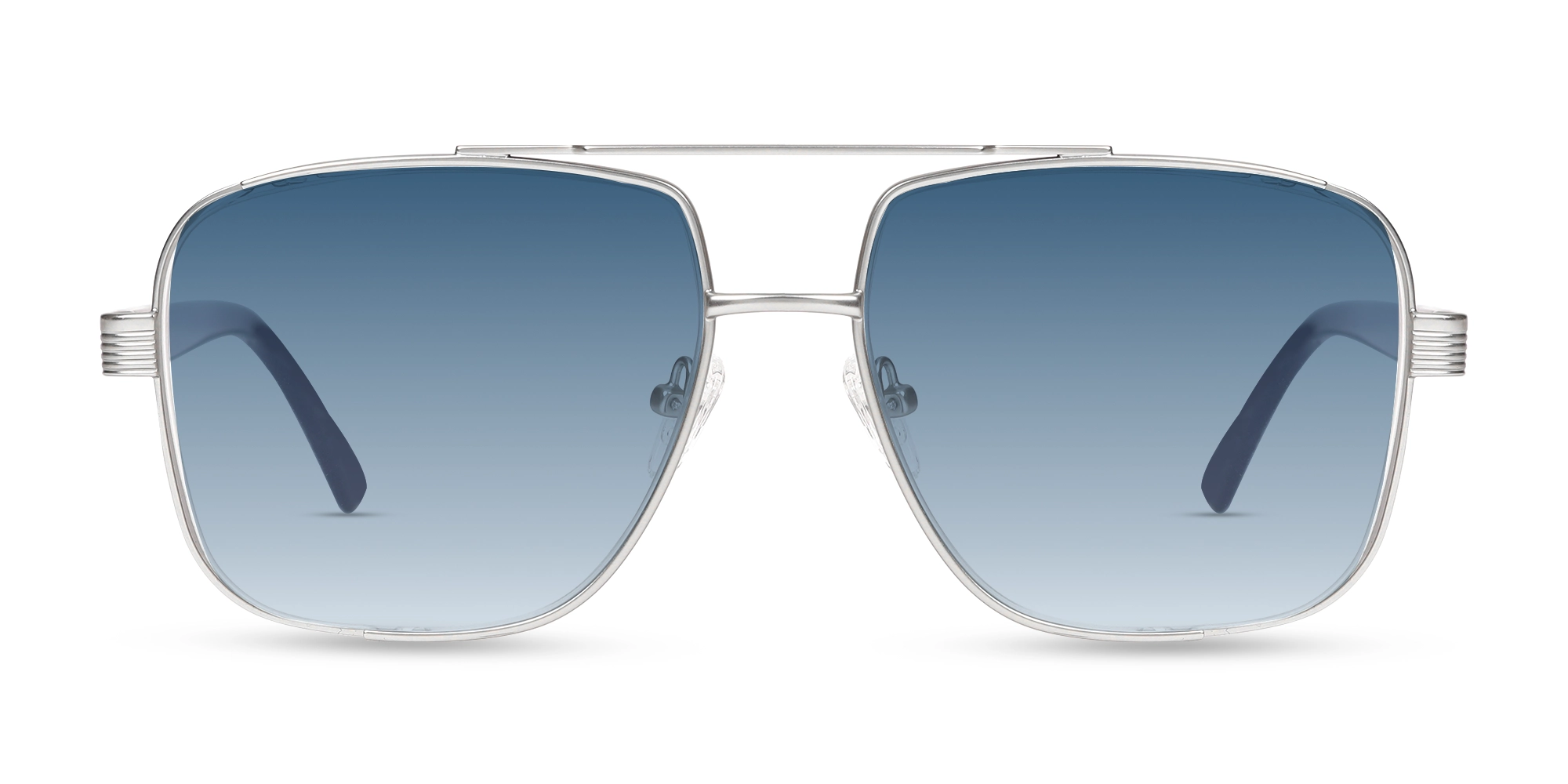 Matte Silver Double Bridge Sunglasses