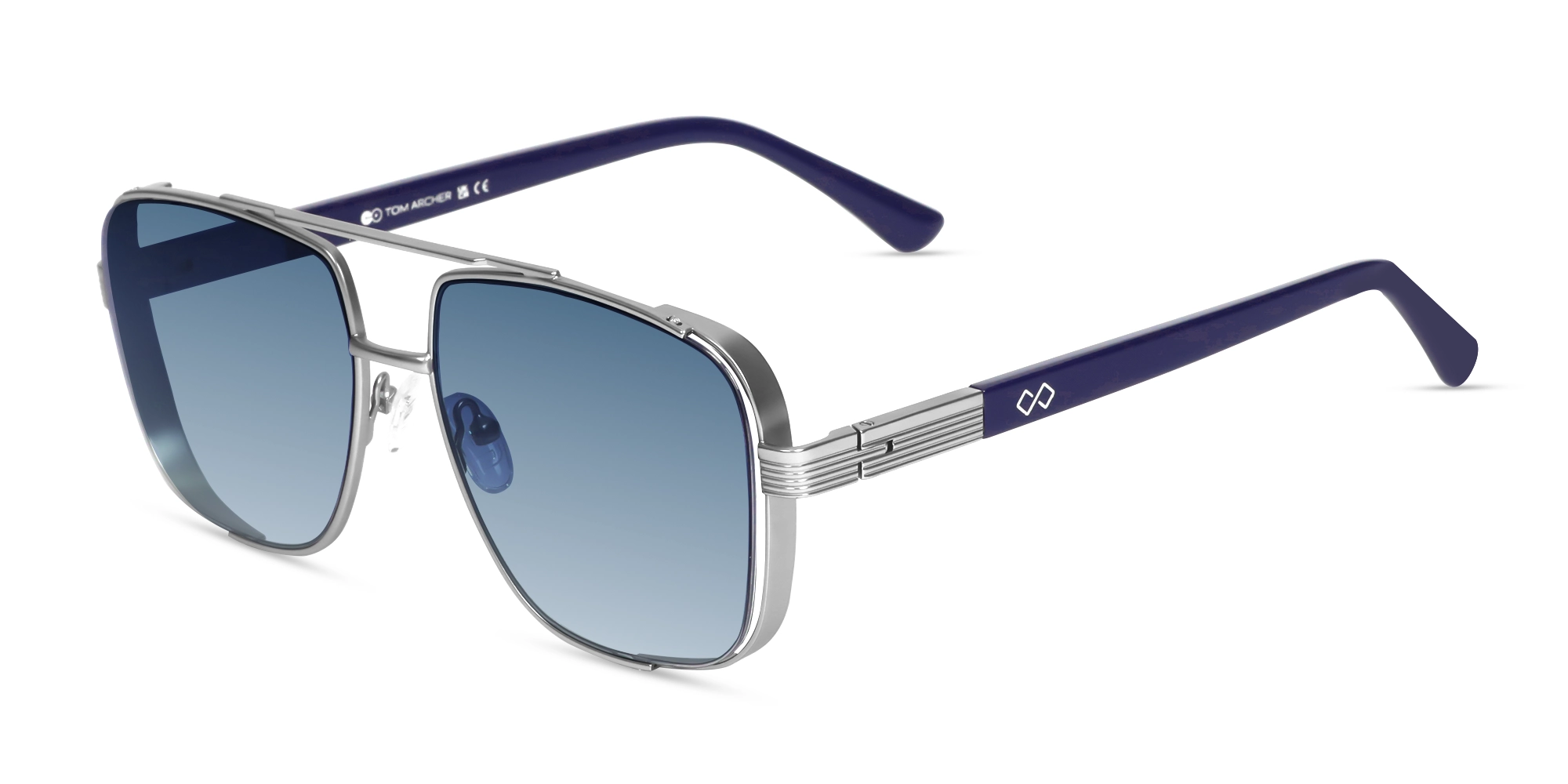 Matte Silver Double Bridge Sunglasses