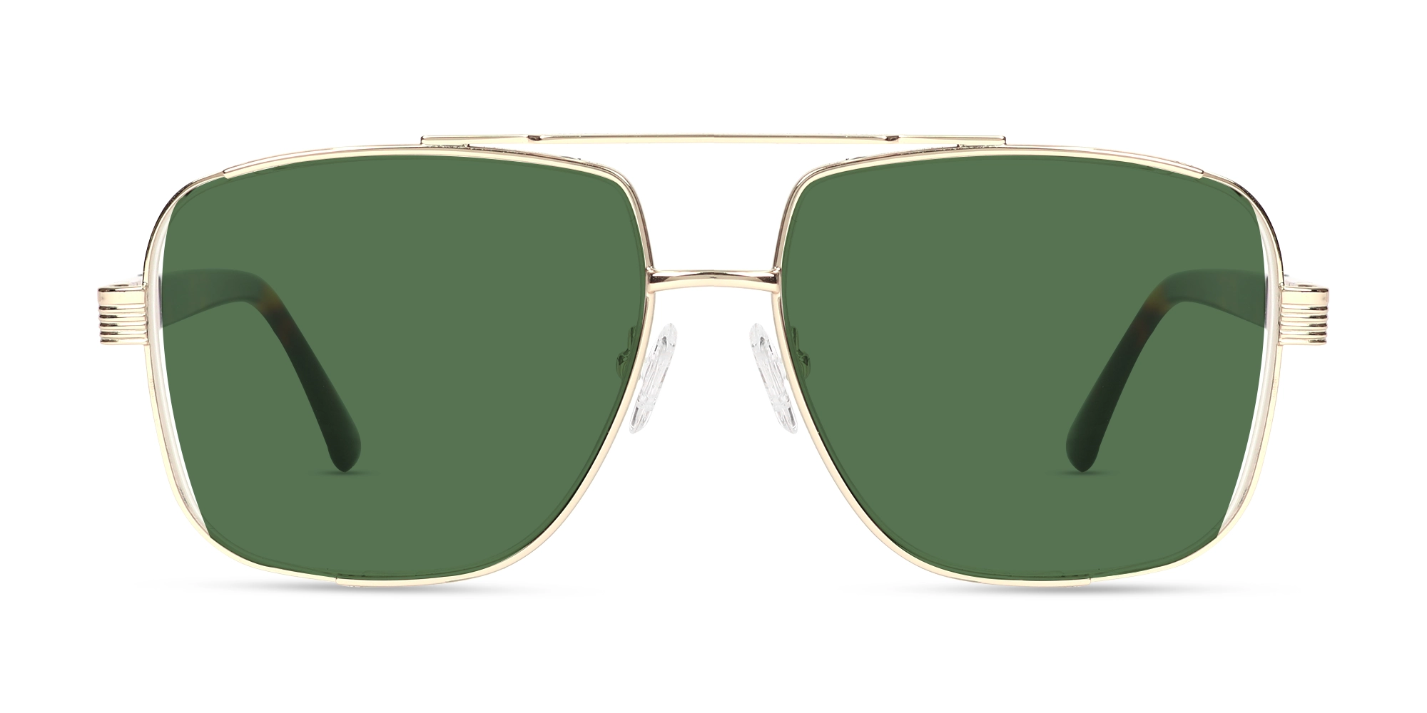Champagne Gold Metal Double Bridge Sunglasses