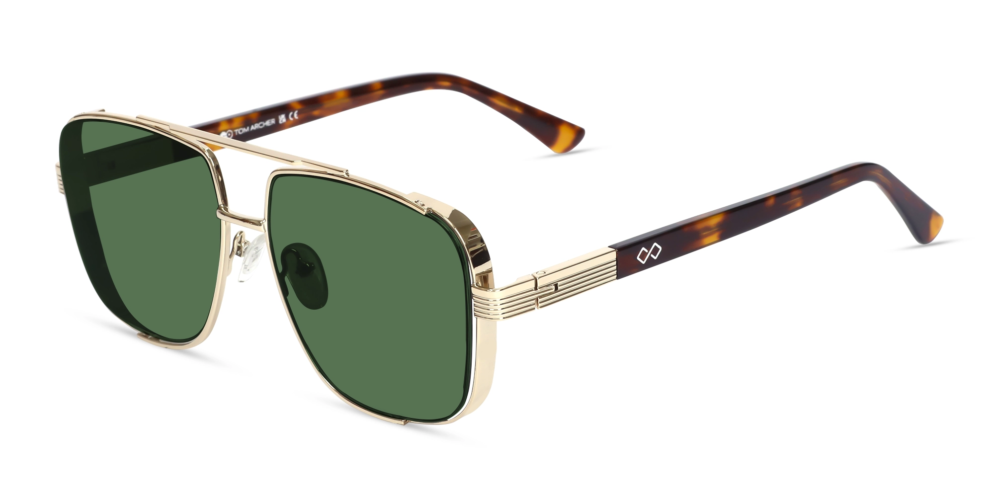 Champagne Gold Metal Double Bridge Sunglasses