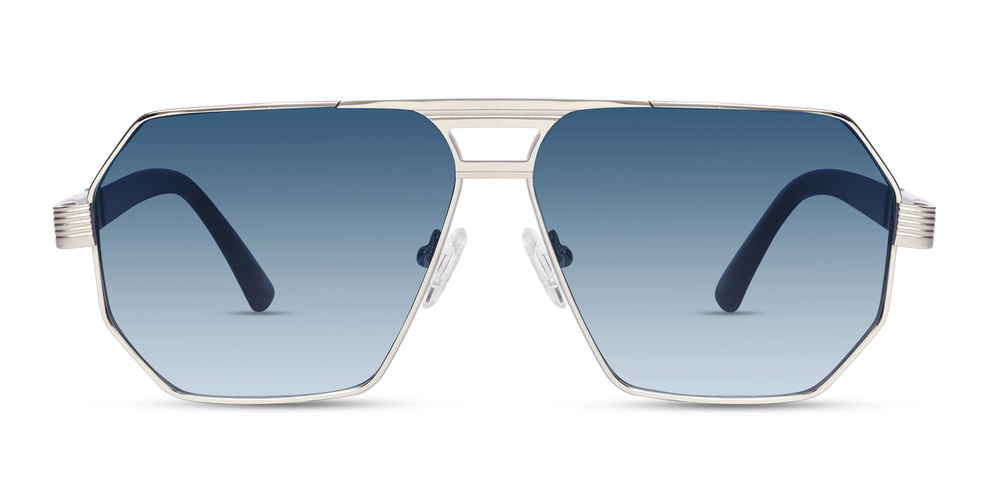 Matte Silver Pilot Double Bridge Sunglasses
