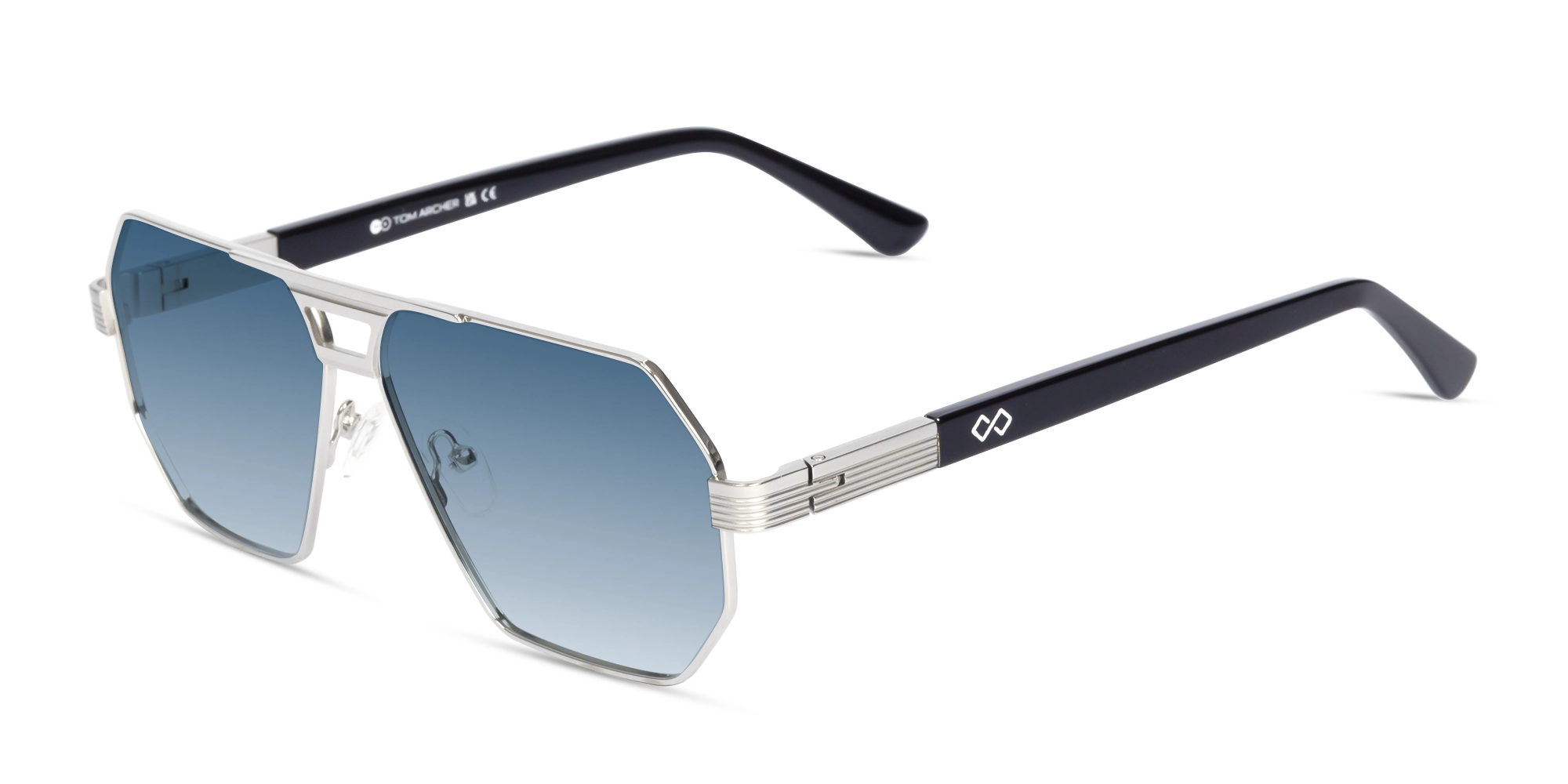 Matte Silver Pilot Double Bridge Sunglasses