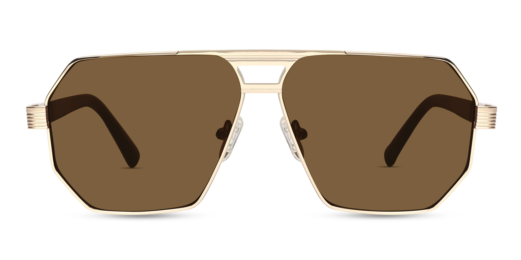 Champagne Gold Geometric Flat Top Sunglasses