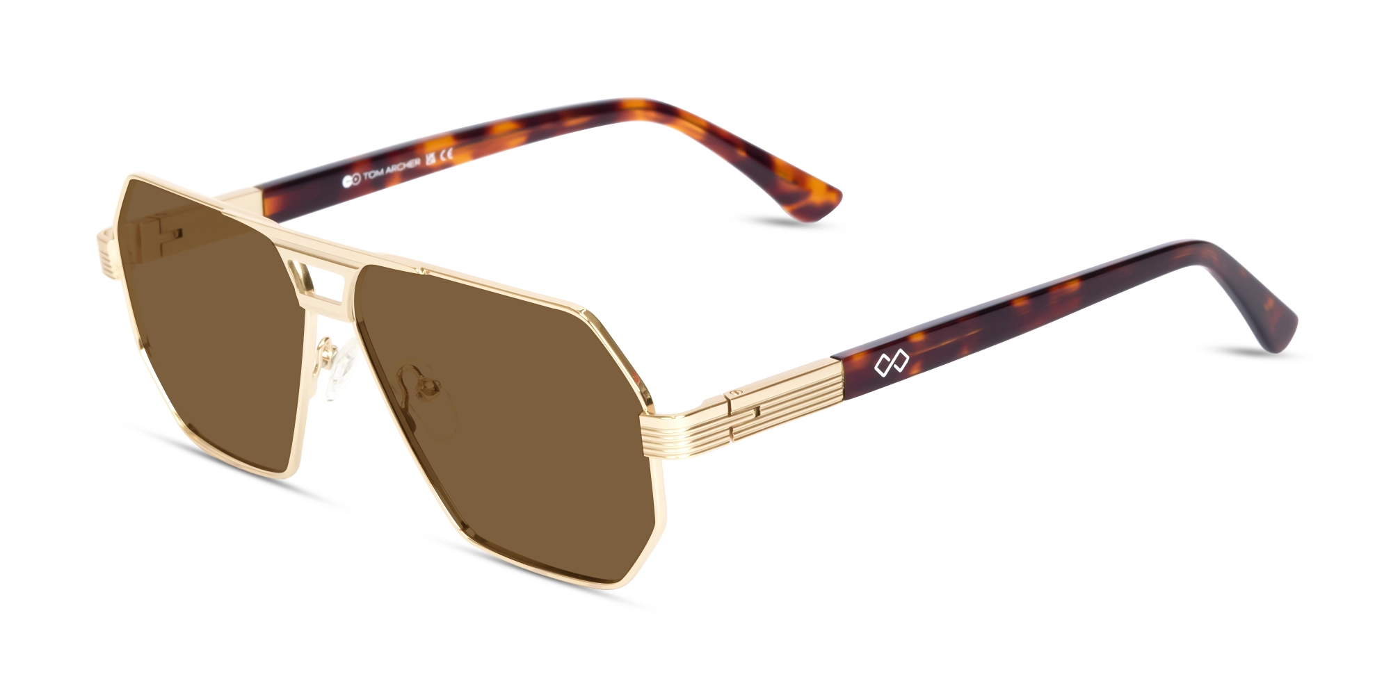 Champagne Gold Geometric Flat Top Sunglasses