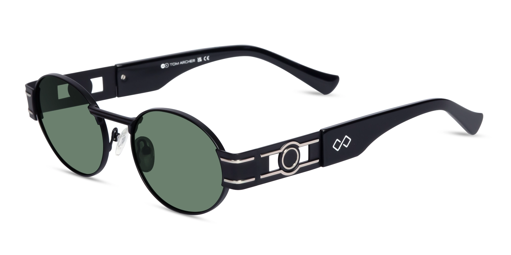 Matte Black Oval Keyhole Bridge Sunglasses 1