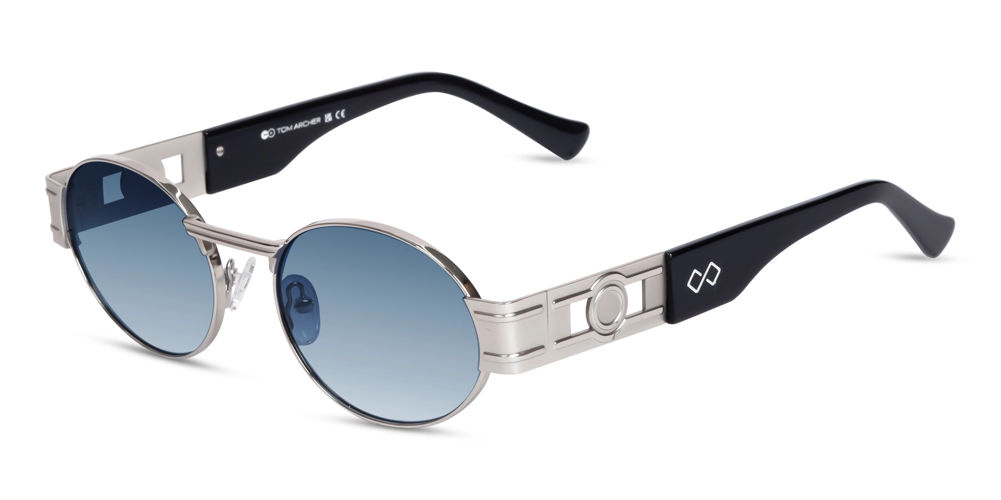 Platinum Silver Metal Oval Sunglasses 1