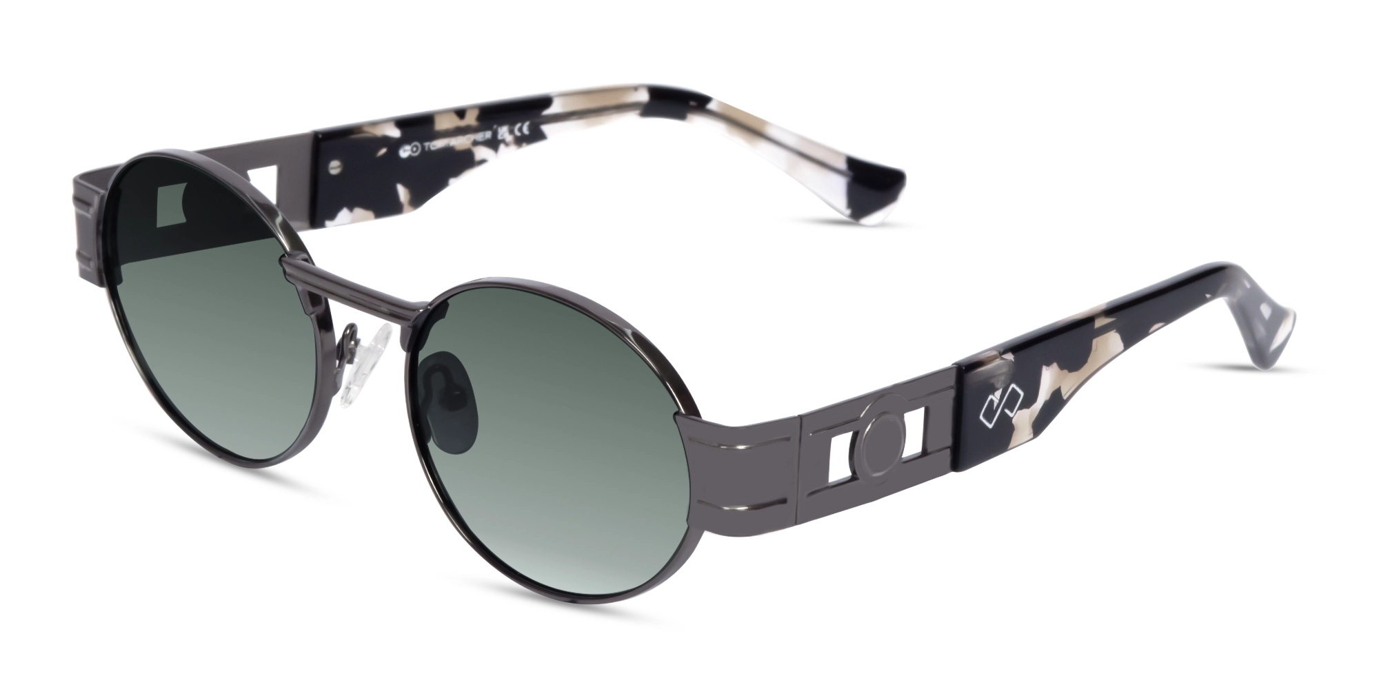 Matte Grey Oval Full Rim Sunglasses 1