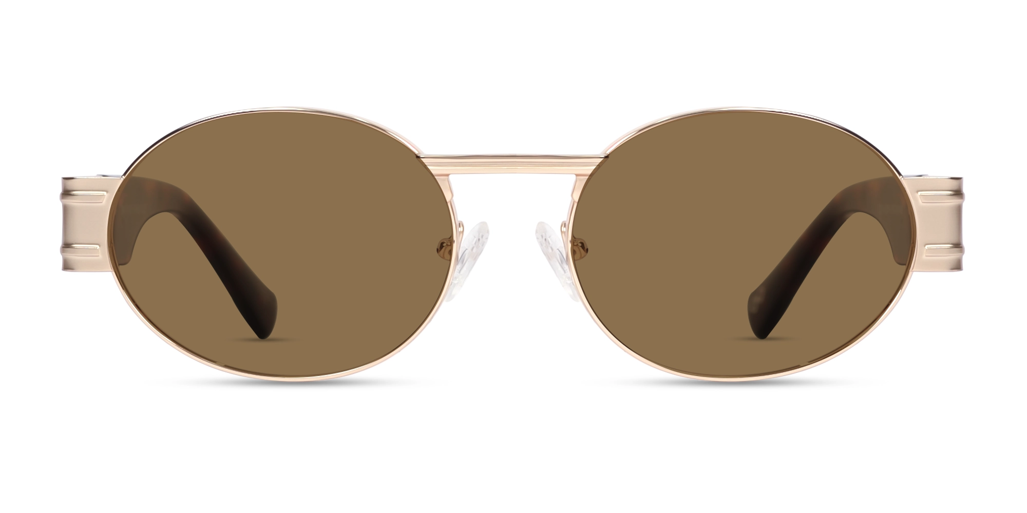 Matte Champagne Gold Oval Full Rim Sunglasses 1