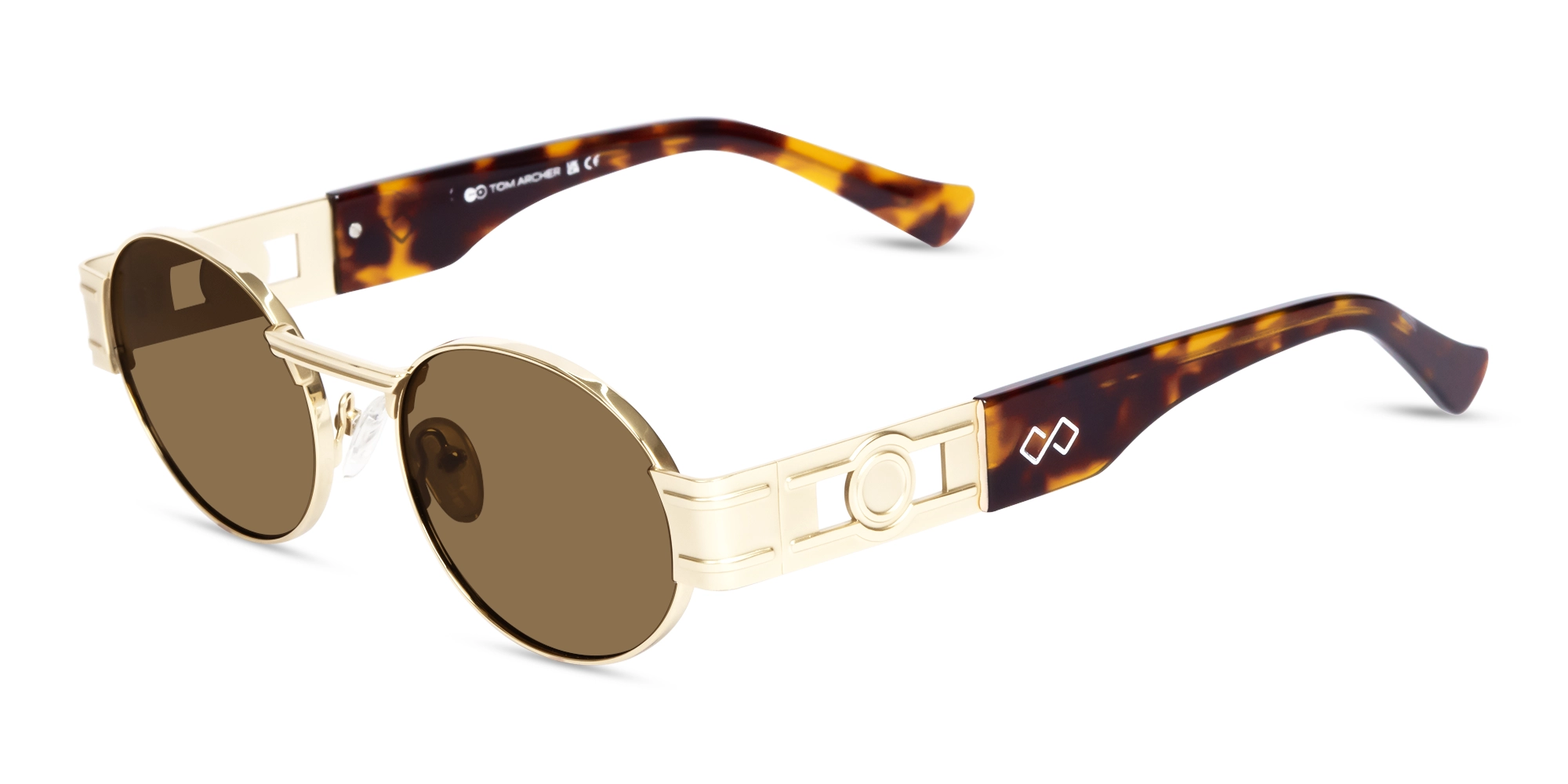 Matte Champagne Gold Oval Full Rim Sunglasses 1