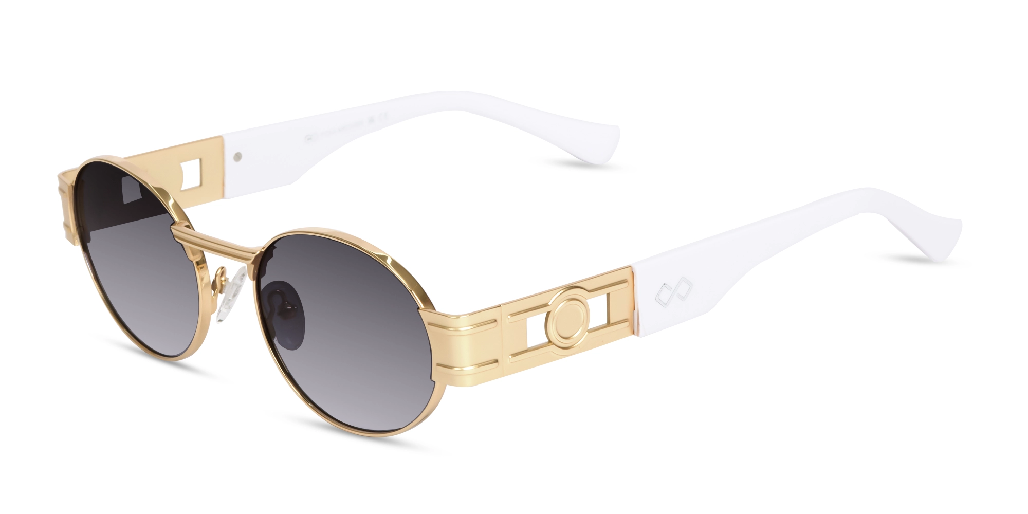 Matte Gold Metal Oval Sunglasses 1