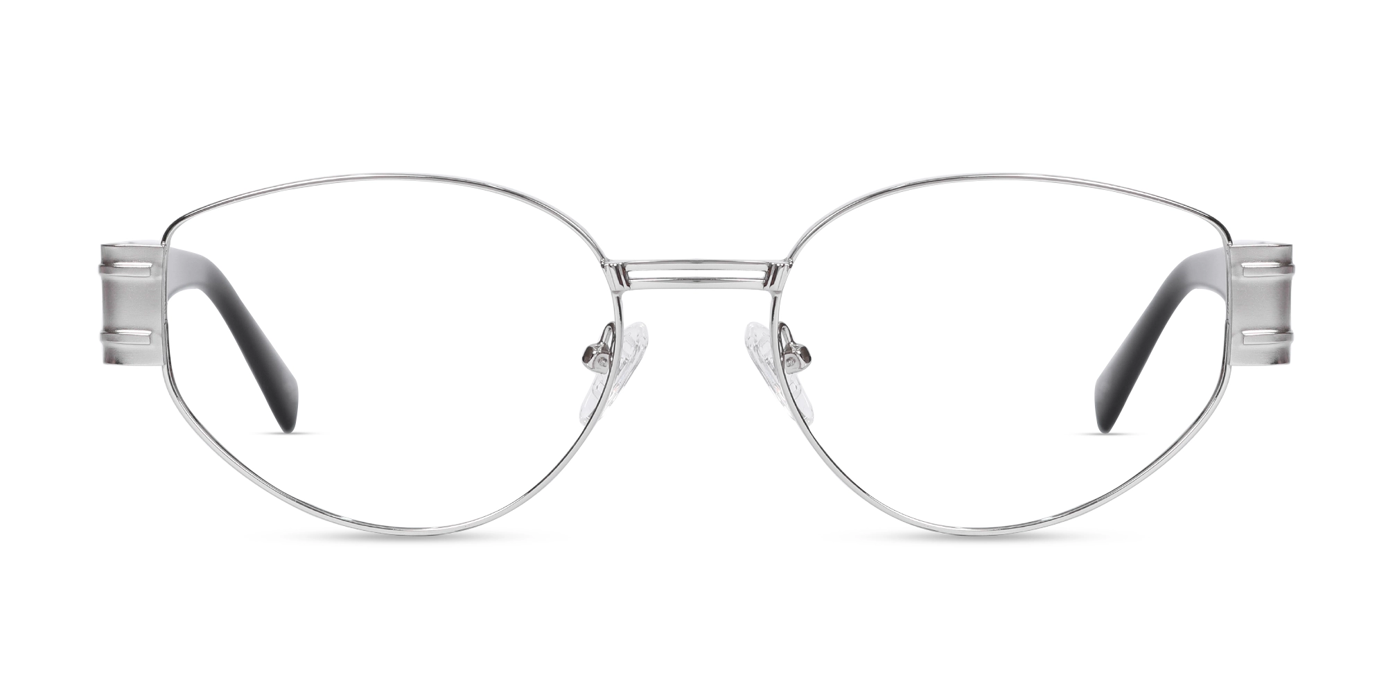 Silver Metal Oval Full Rim Glasses-1