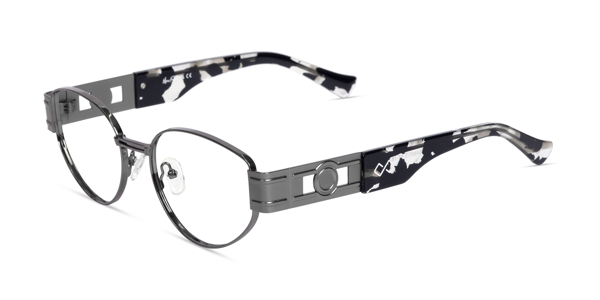 Gunmetal Oval Full Rim Glasses-1