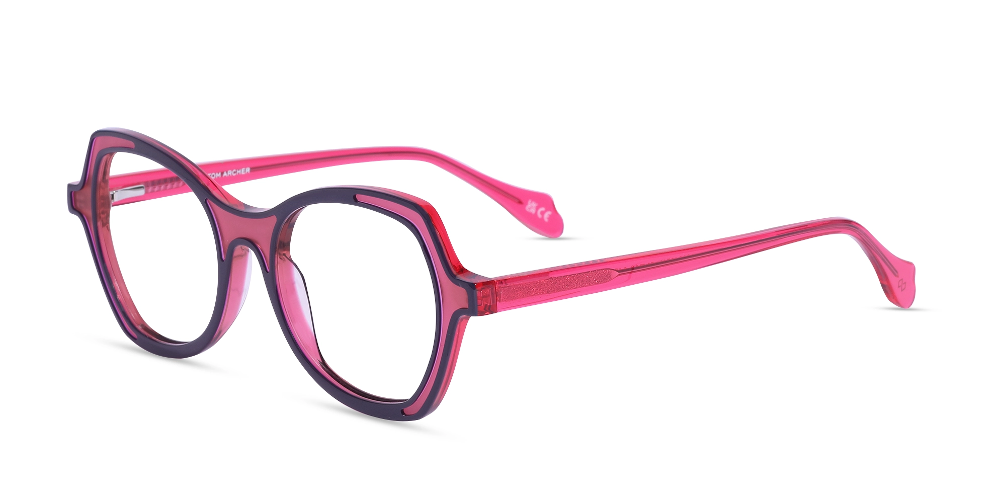 Denim Blue & Matte Rose Pink Butterfly Glasses