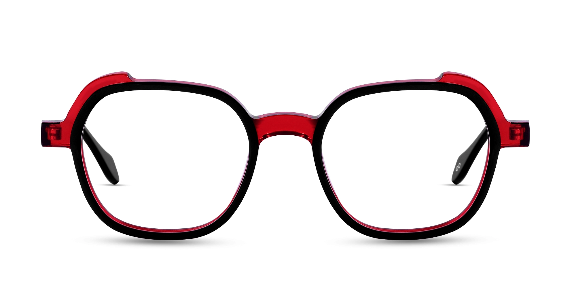 Black & Red Square Full Rim Glasses