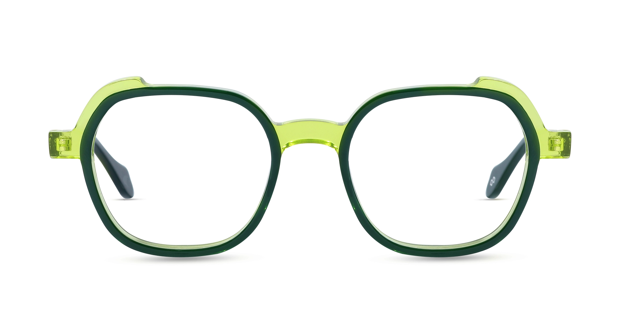 Forest Green & Neon Square Full Rim Glasses