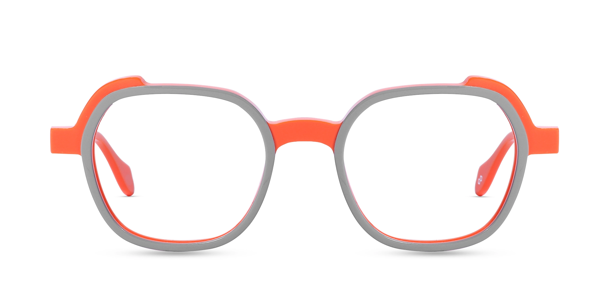 Smoke Grey & Orange Square Full Rim Glasses