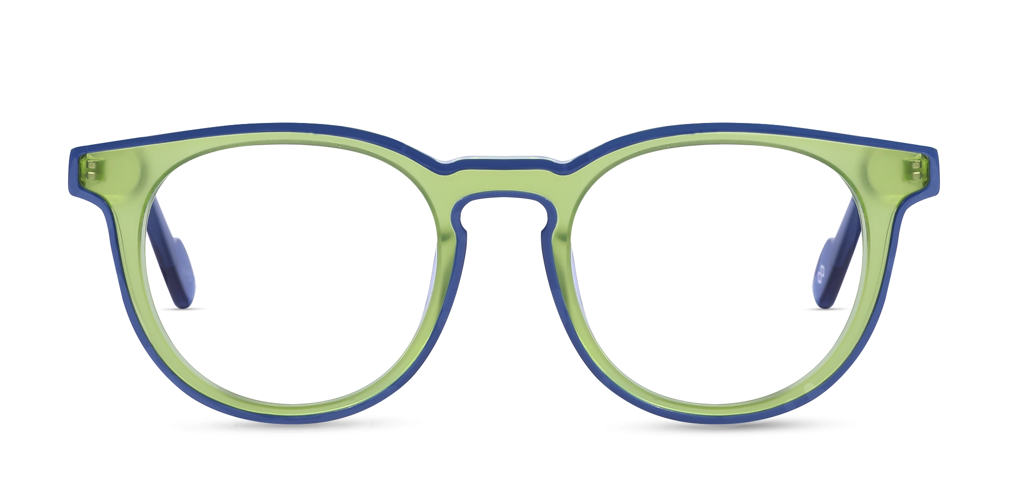 Tea Green & Blue Round Acetate Glasses