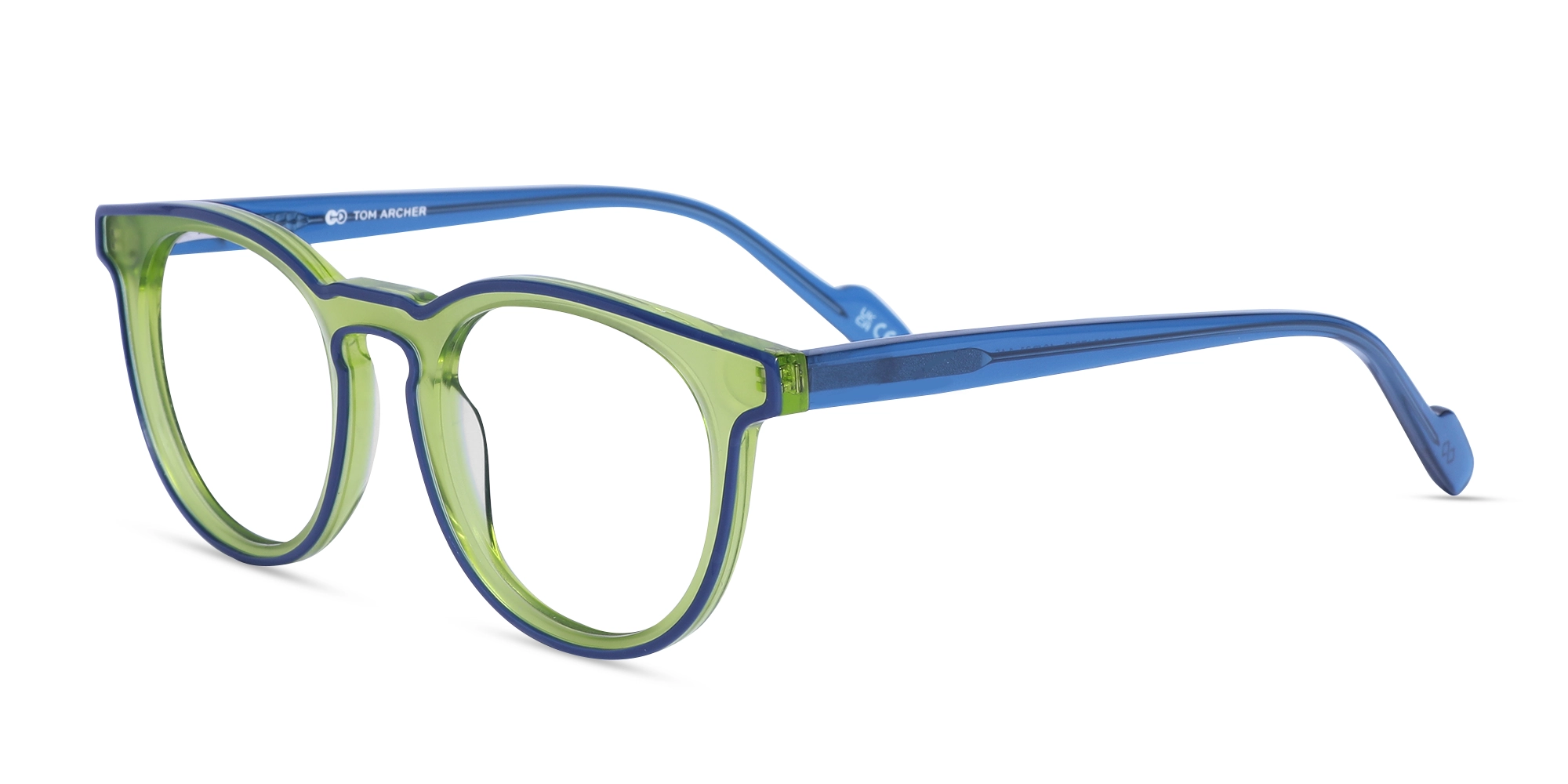 Tea Green & Blue Round Acetate Glasses