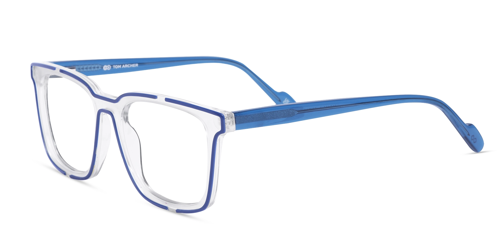 White And Blue Square Glasses