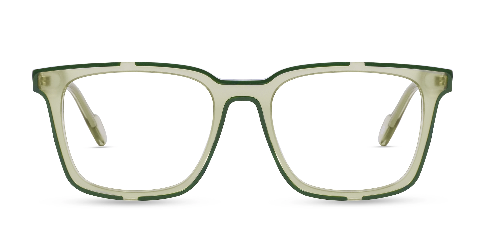 Gold And Green Square Glasses