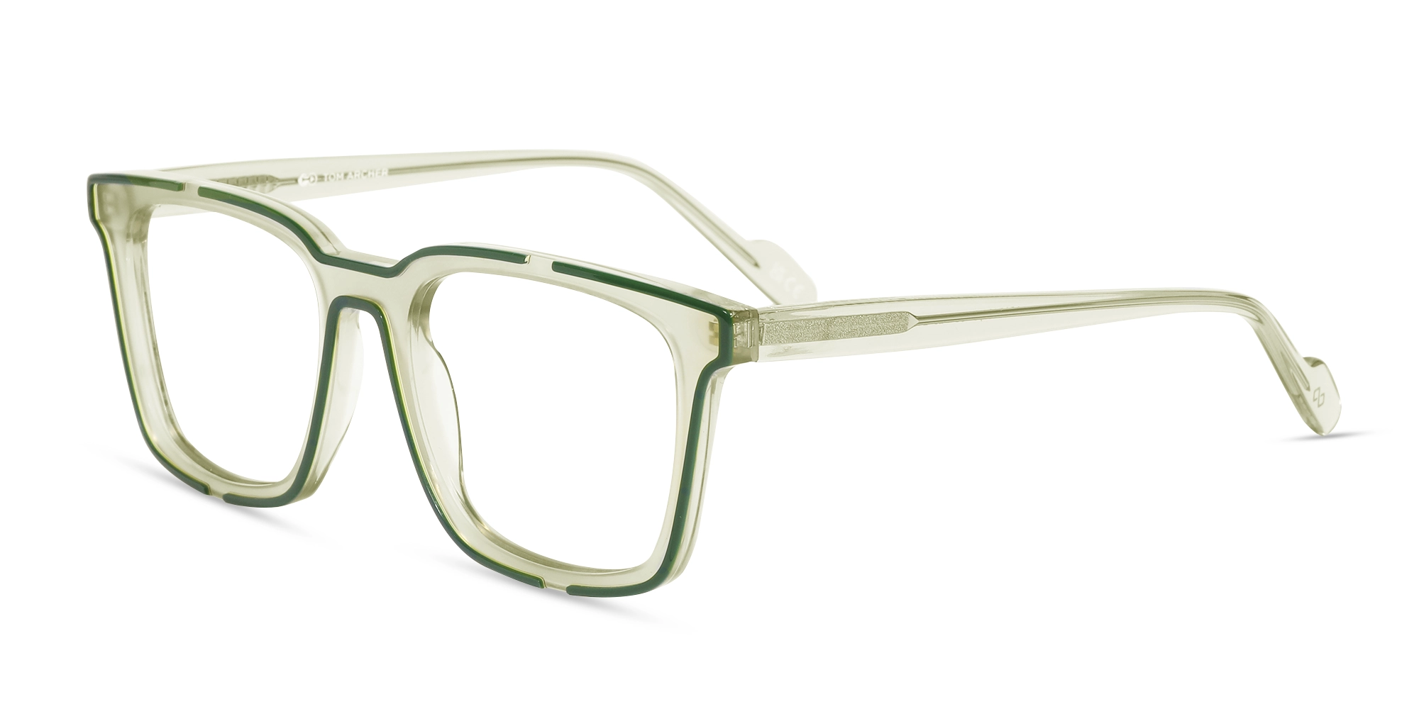 Gold And Green Square Glasses