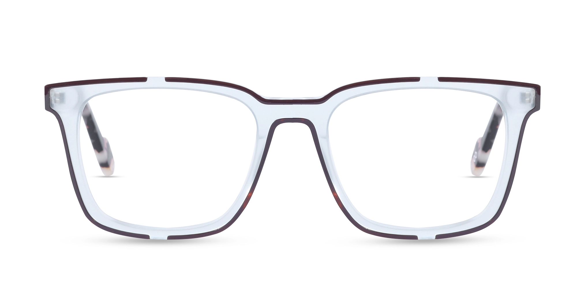 Grey And Brown Acetate Square Eyeglasses