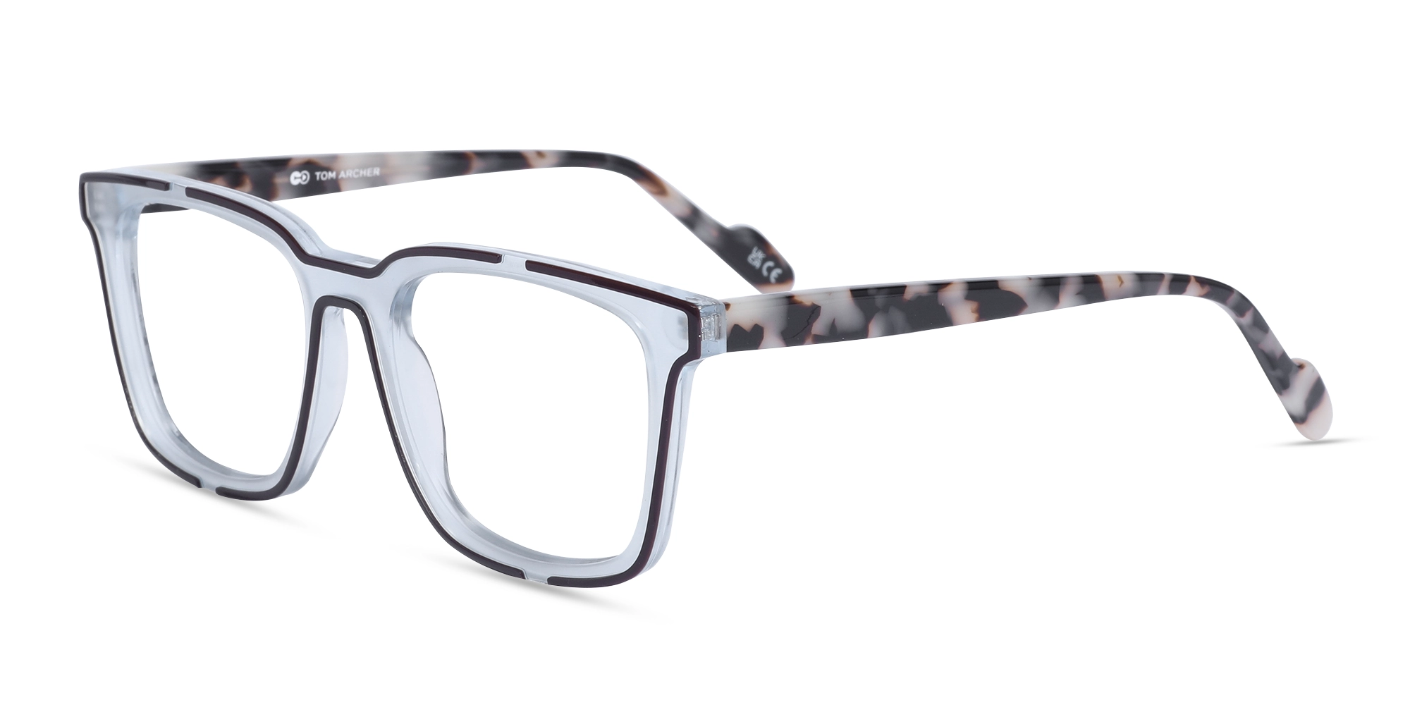 Grey And Brown Acetate Square Eyeglasses