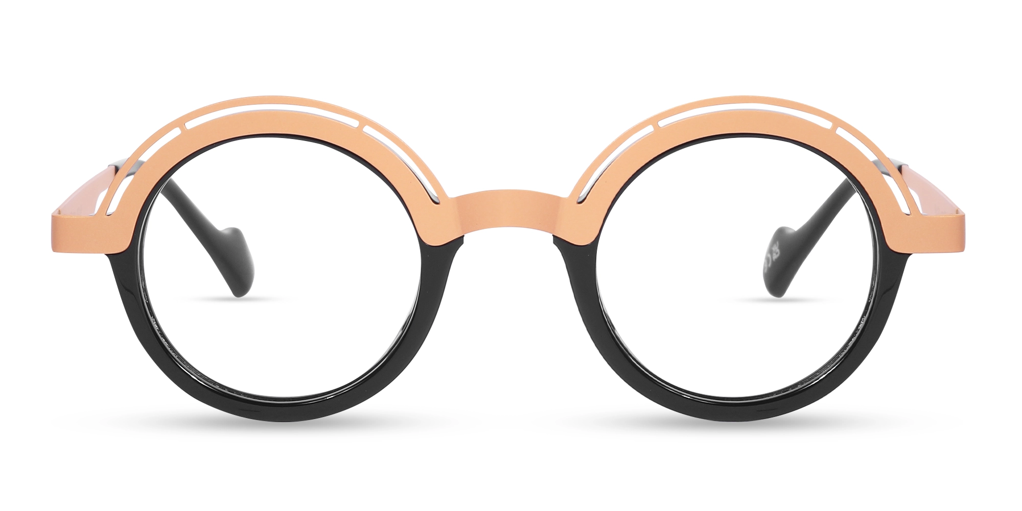 Peach Fuzz & Black Round eyeglasses