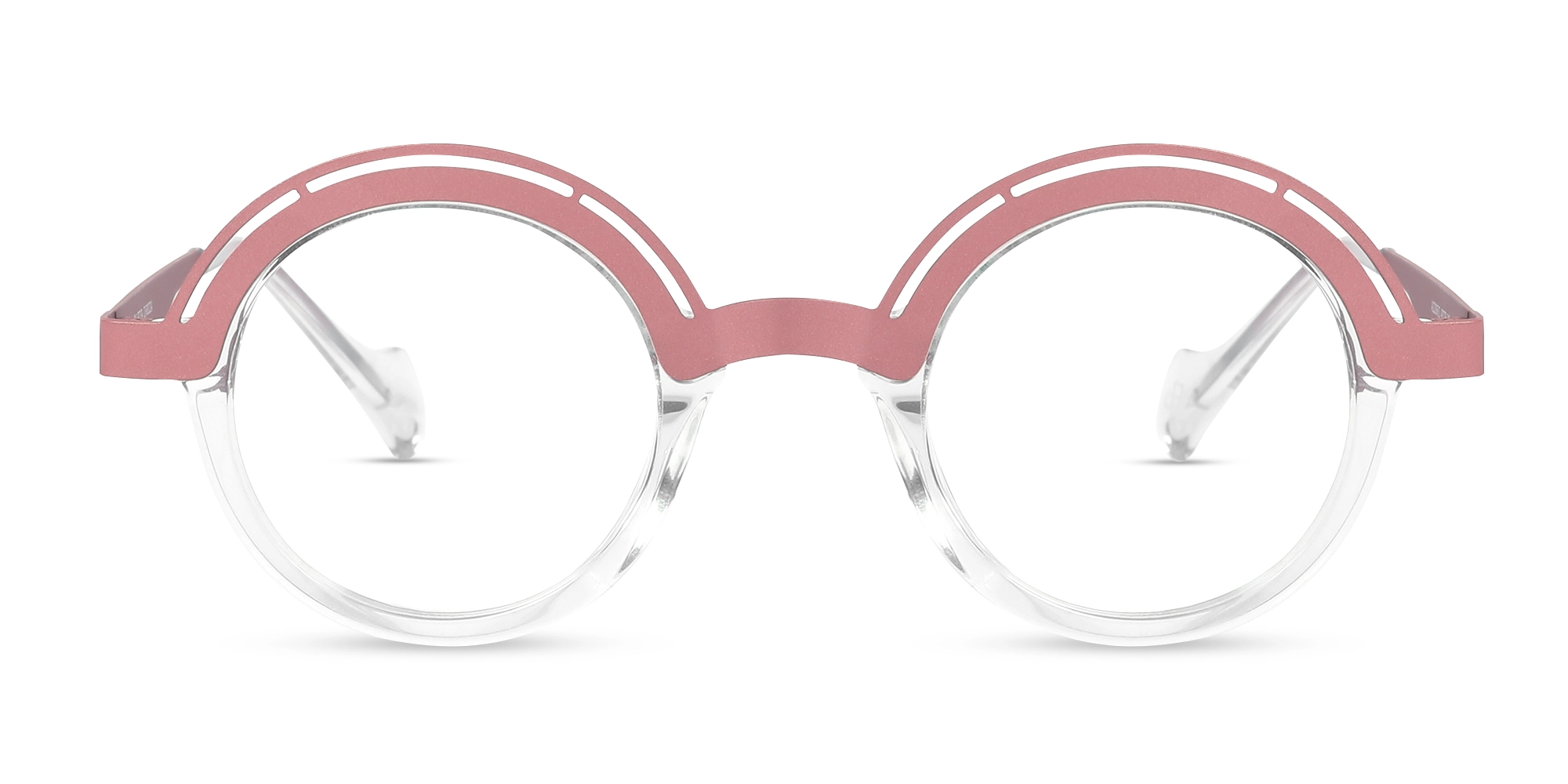 Crystal Clear Pink Round Eyeglasses