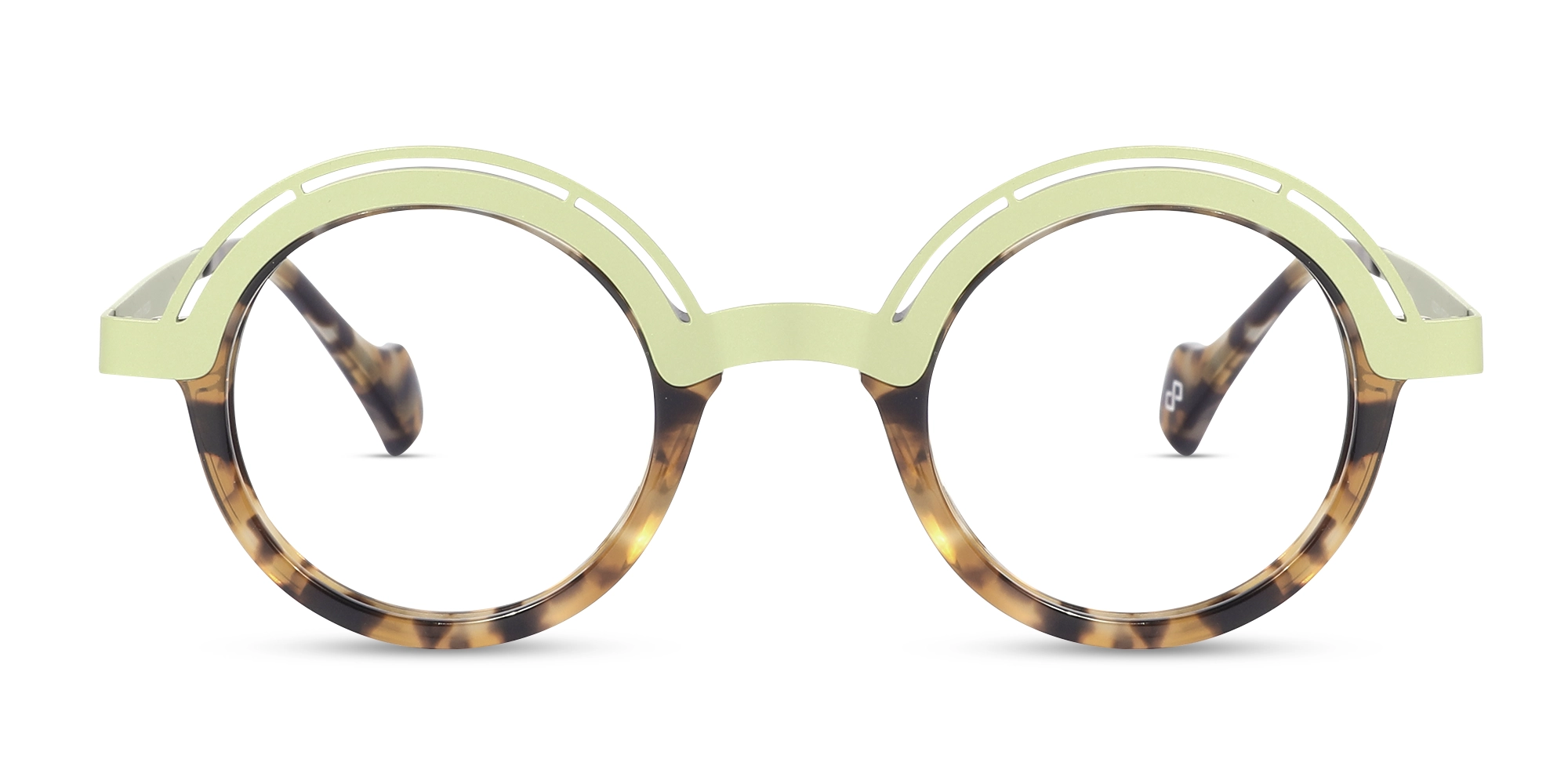  Pastel Green & Tortoise Round Glasses 1