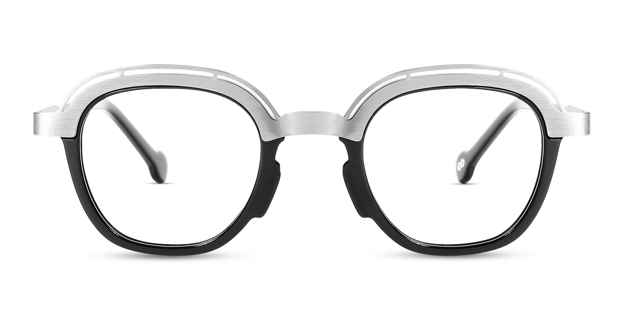 Silver & Black Square Eyeglasses