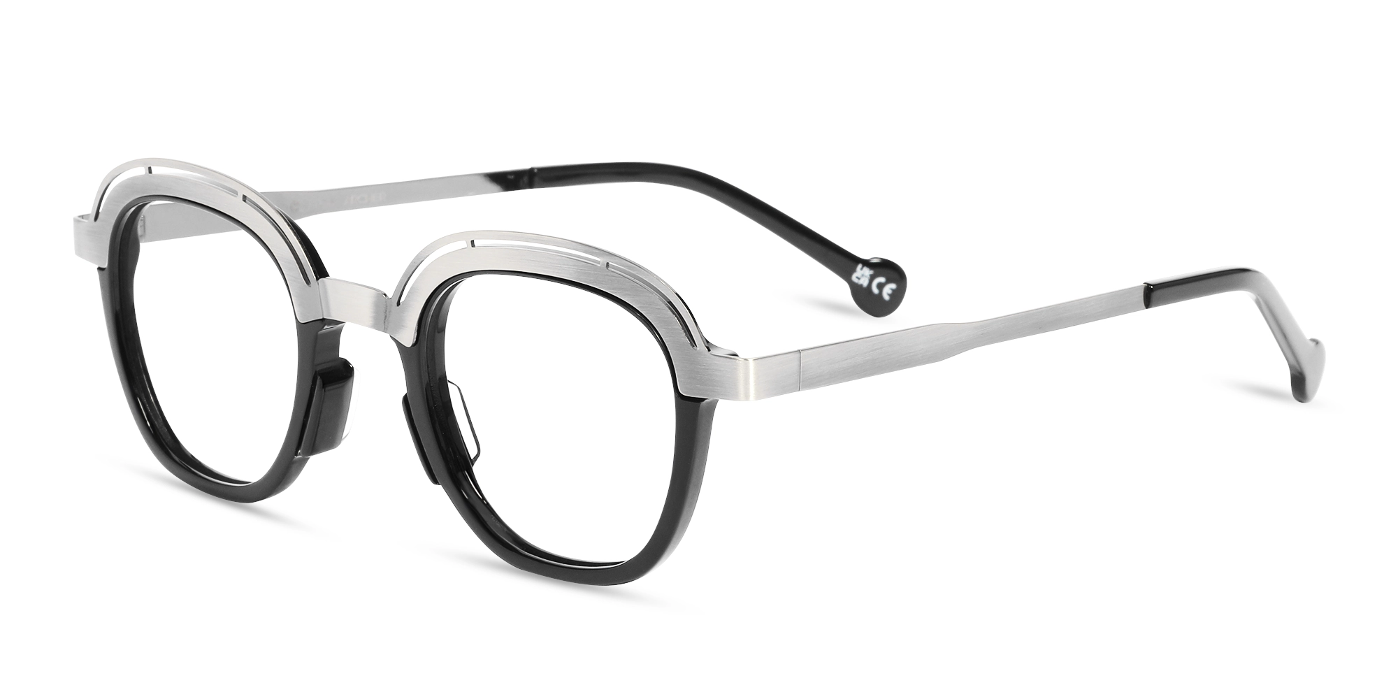 Silver & Black Square Eyeglasses