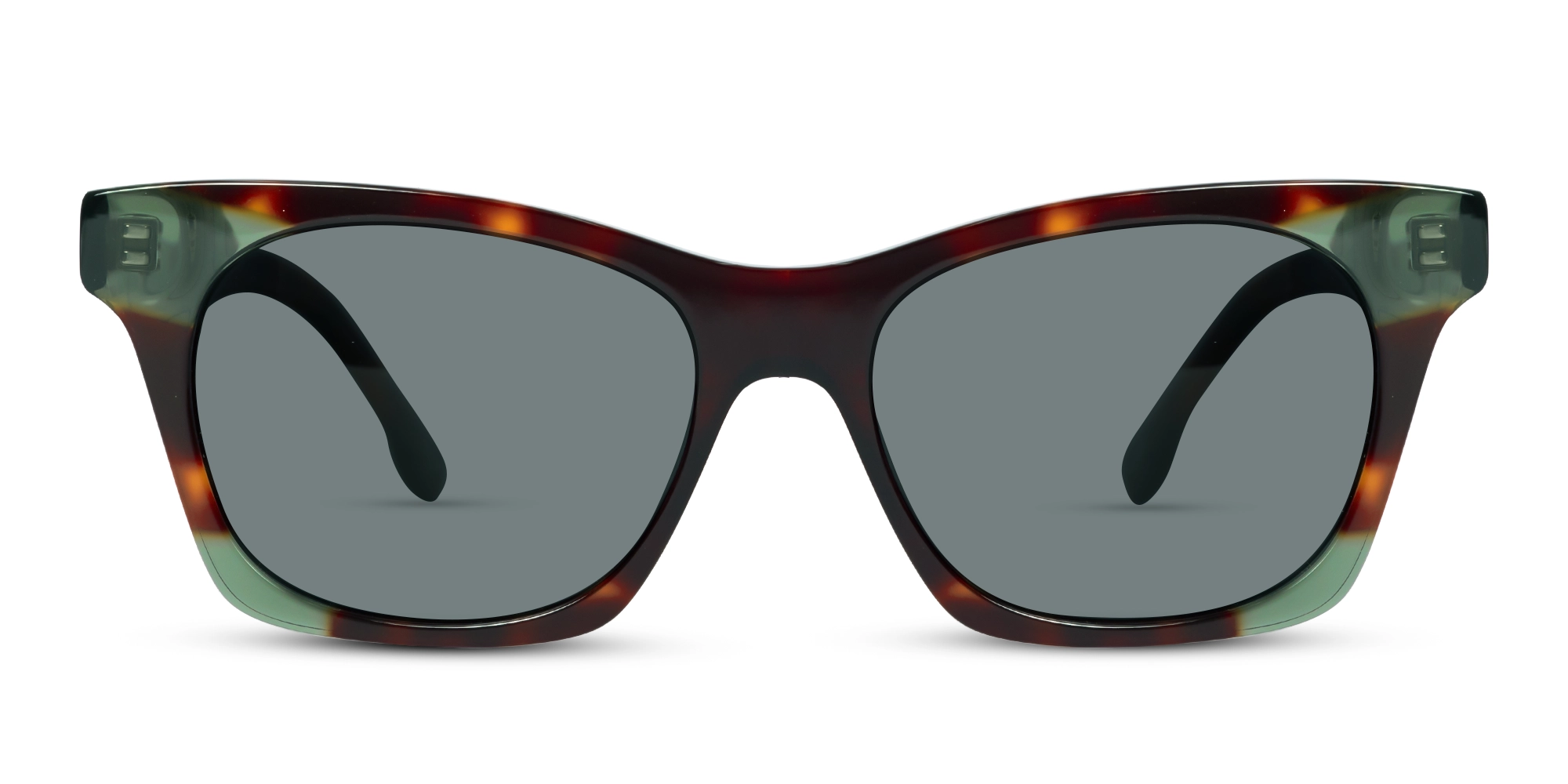 Crystal Tortoise & Green Square Cat-Eye Sunglasses 1