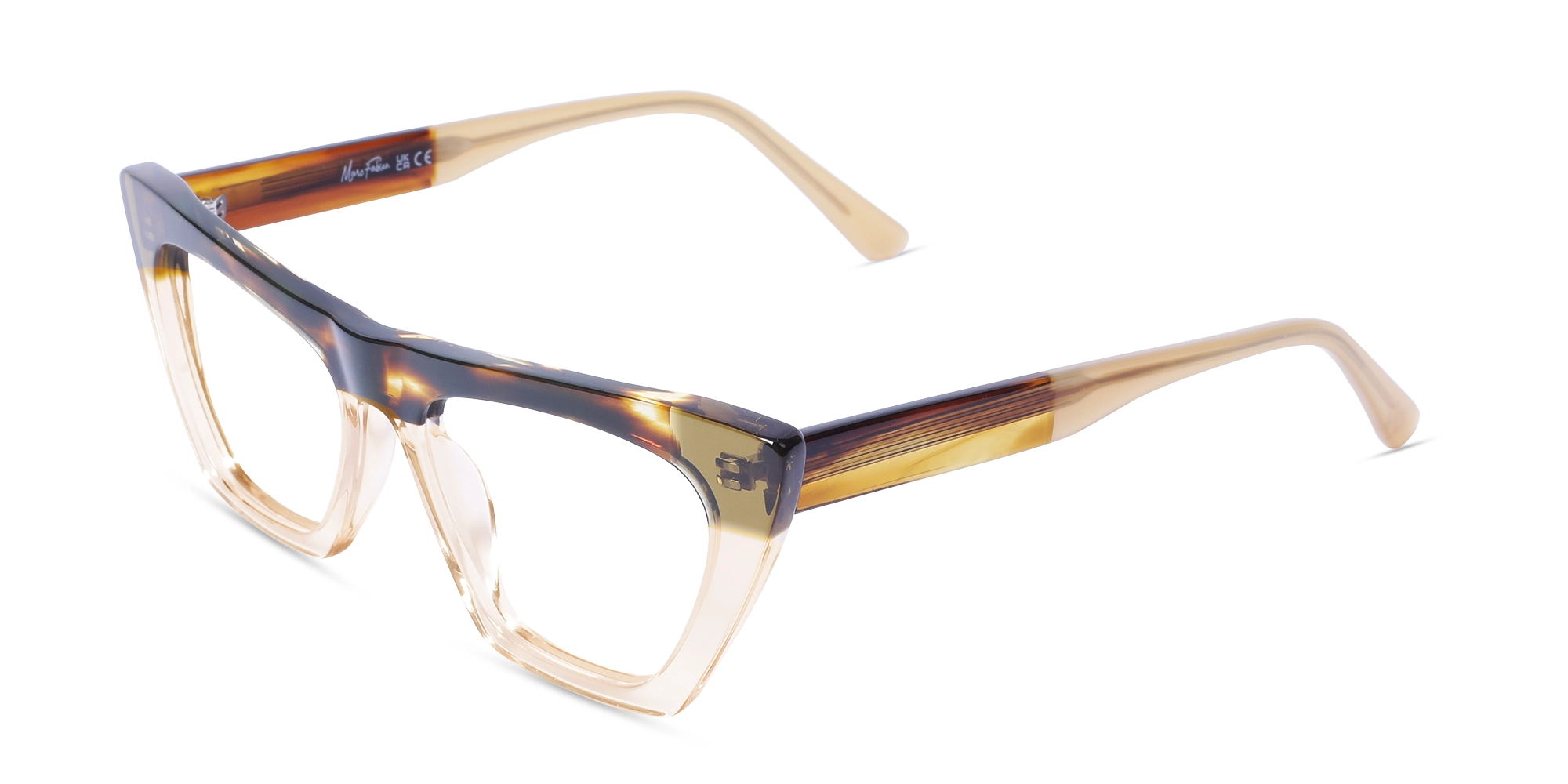 Crystal Peach Golden Cat Eye Glasses