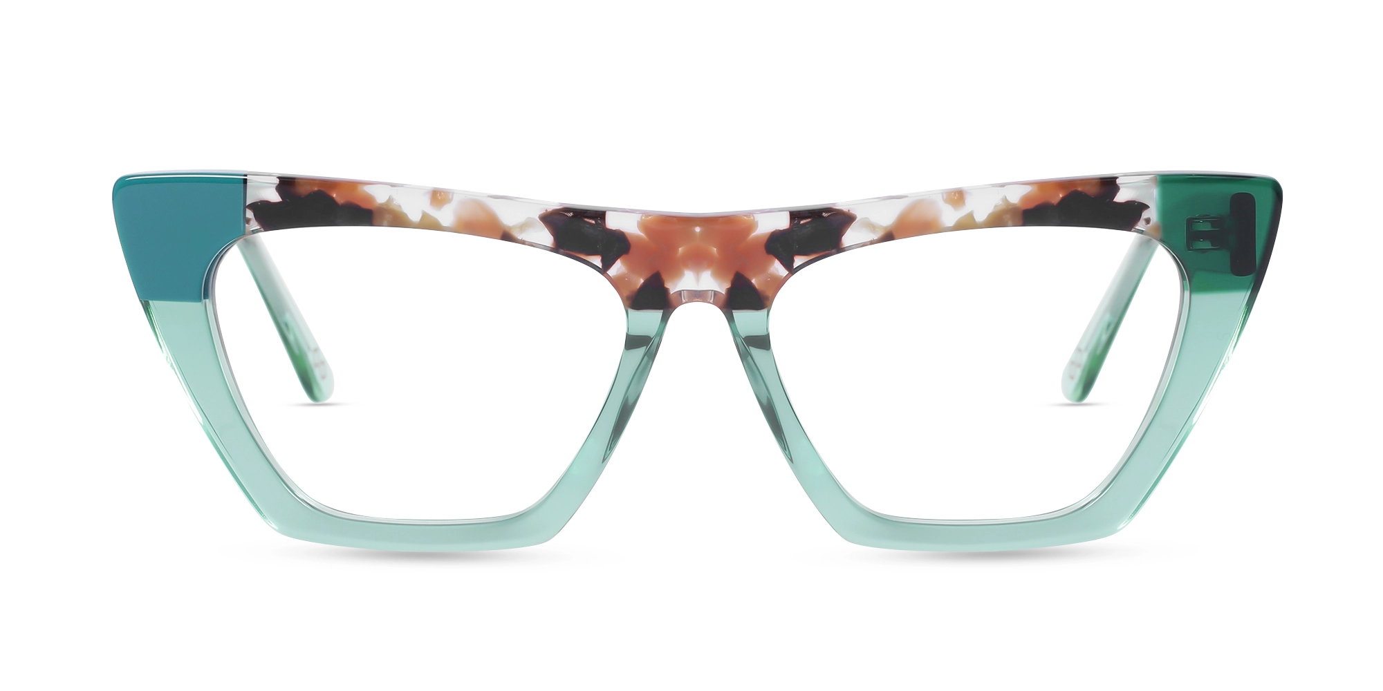 Crystal Dull Teal Cat Eye Glasses