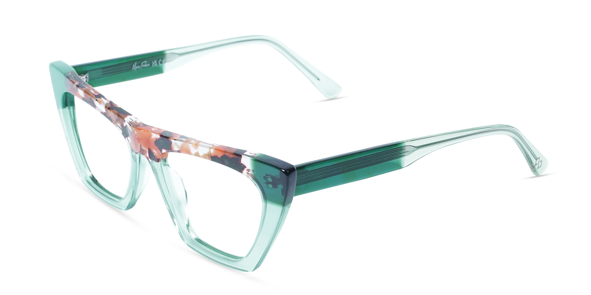 Crystal Dull Teal Cat Eye Glasses