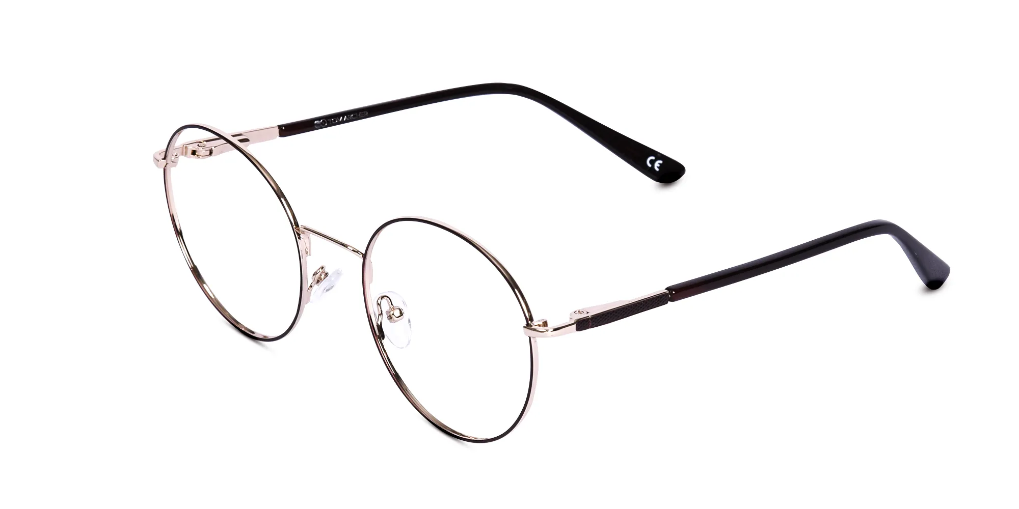 Brown And Gold Metal Frame Eyeglasses-1