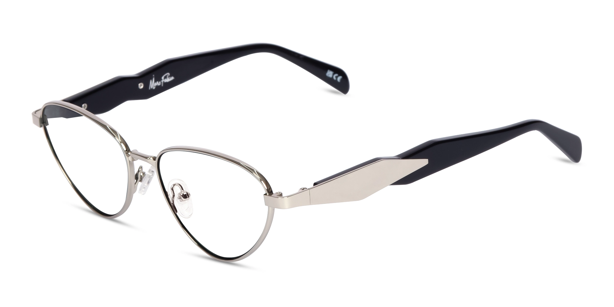 Silver Metal Cat-Eye Full Rim Glasses 1